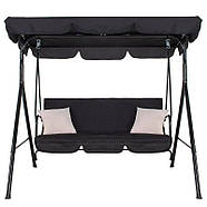 Садова гойдалка з навісом та матрацом, 3-місна, 2 подушки в подарунок, для дачі саду відпочинку, фото 5