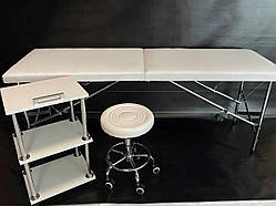 Стартовий набір косметолога "Економ" білий: Кушетка косметологічна , Стілець без спинки, Етажерка для майстра