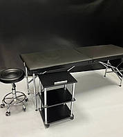 Стартовий набір косметолога "Комфорт" чорний: Кушетка косметологічна , Стілець без спинки, Етажерка для майстра