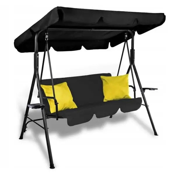 Садова гойдалка з навісом та матрацом, 3-місна, 2 подушки в подарунок, для дачі саду відпочинку, фото 1