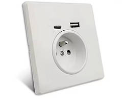 Внутрішня розетка Type-C USB 250В/16А біла