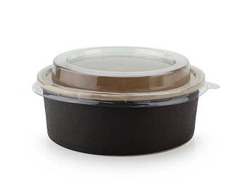 Упаковка паперова крафт-чорна для салатів та боулів на 550 мл, 50 шт/уп