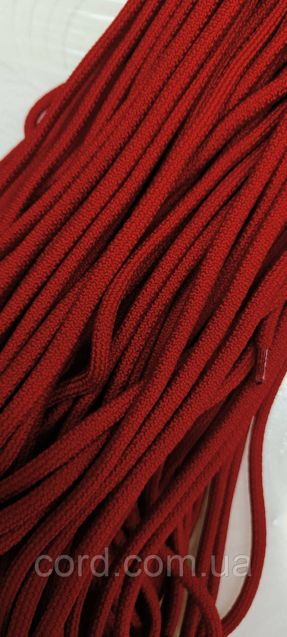 Шнур круглий з наповнювачем 6мм червоний моток 100м, фото 1