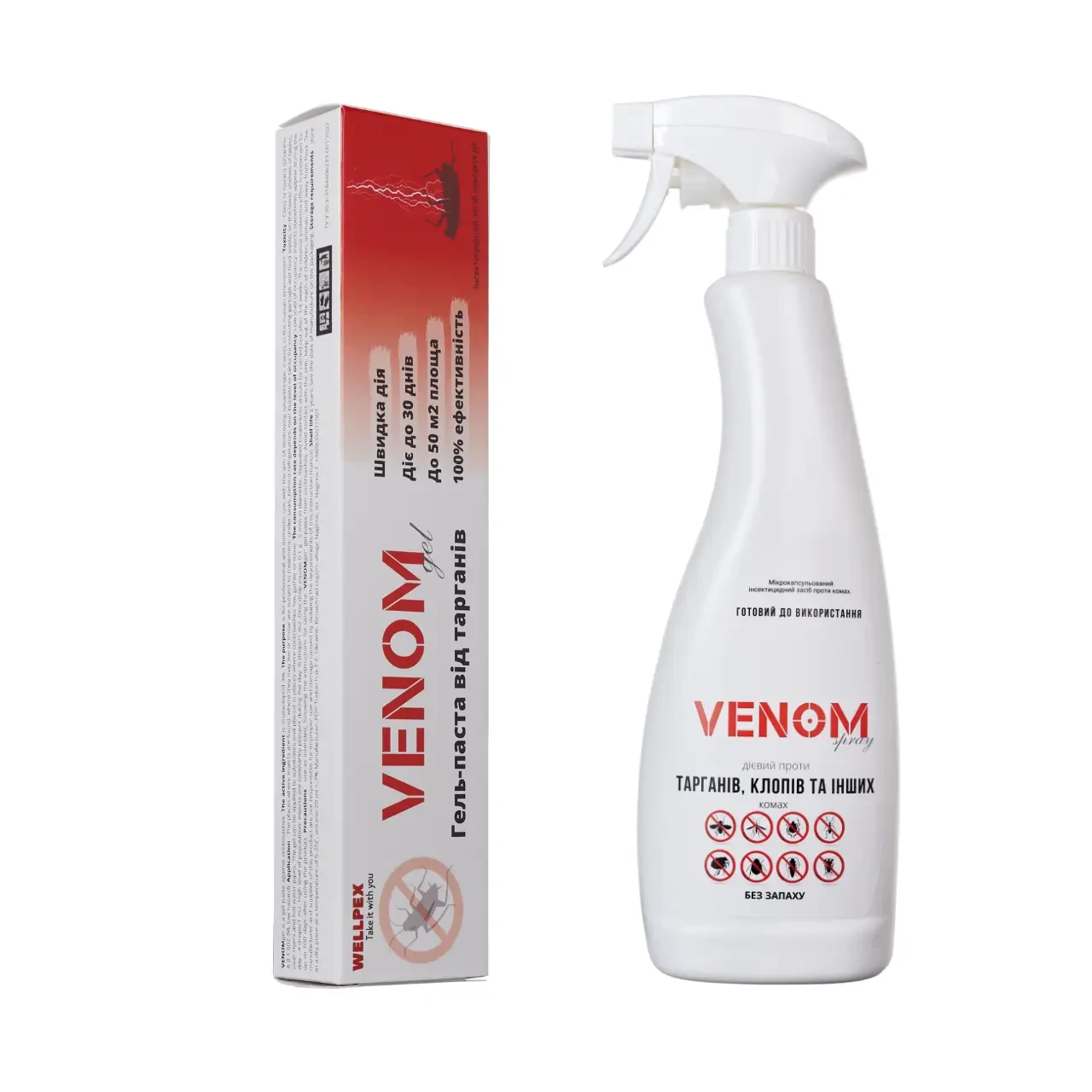 Таргани в оселі — Venom спрей+гель, комплект: швидко й легко позбавтеся; точкове нанесення + обробка периметра, результат надовго, фото 1