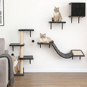 Скалодром, гамак для кішок, кігтеточка з 10 частин, підвісний міст