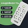 Мережевий фільтр на 3 м, 5000 Вт (6×220В+4×USB+1×Type-C) QL-1075U, Переноска розетка, Подовжувач з USB Біла, фото 10