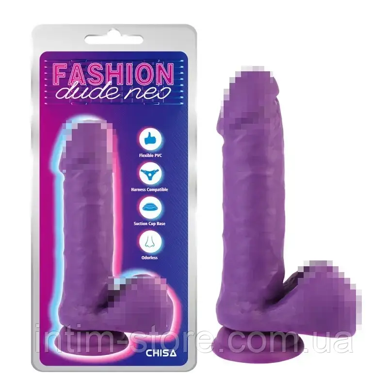 Фалоімітатор на присосці Dual Density Cock Dildo Purple 7.6, Фиолетовый, фото 1