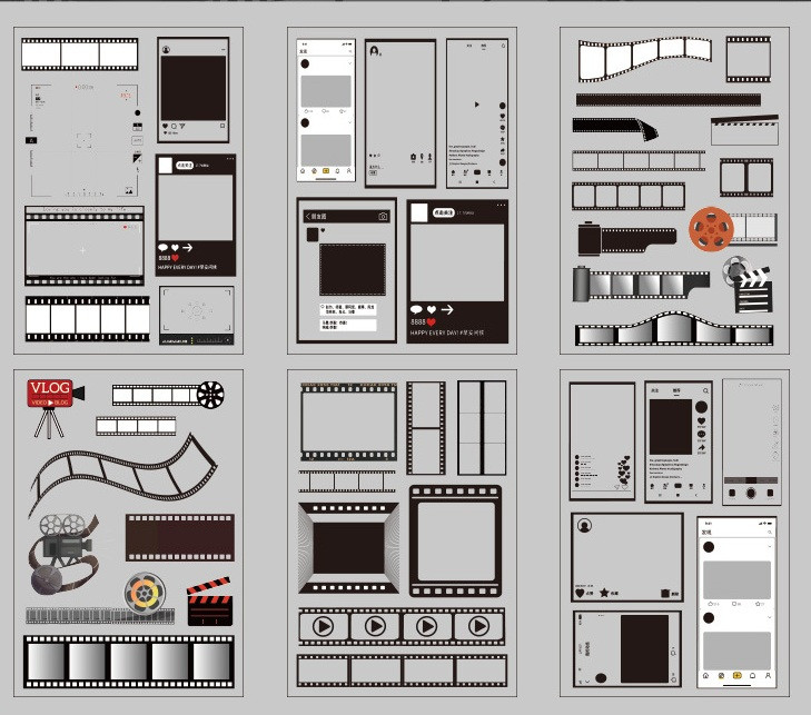 Набір наклейок Фотоплівка 6 листів NKL224, фото 1