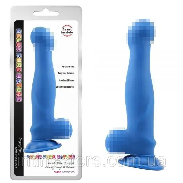 Синій нео фаллоімітатор Delux Pure Nature Daryl.D, Синий, фото 1