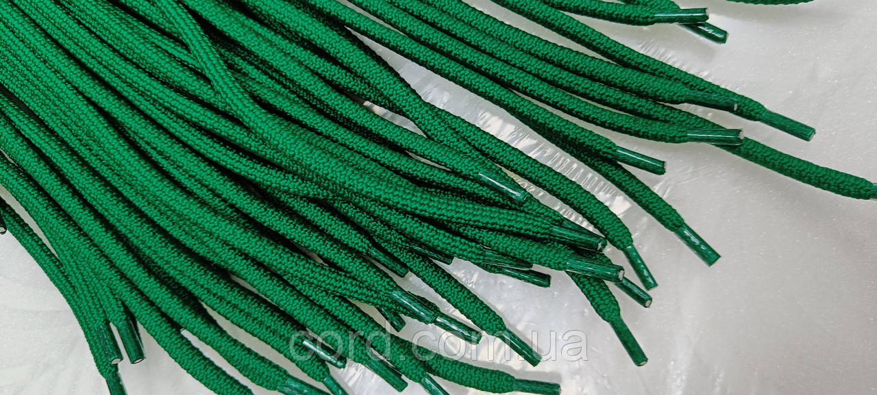Шнурки круглі поліестер 6мм зелений 1,25м, фото 1