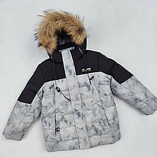 Зимова куртка підліткова дитяча на хлопчика 128 140 146 152 "Алан" чорна із сірим