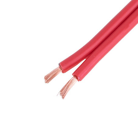 Дріт живлення плоский 2-жильний 14AWG (2.5mm2 PVC, 132/0.15/AS) червоний із чорною смужкою, 1 м, фото 1