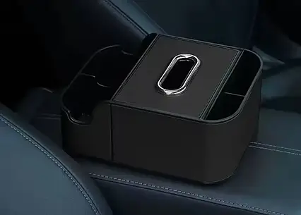 Автомобільний підлокітник-органайзер із двома підсклянниками, Автомобільний органайзер Чорний, фото 1