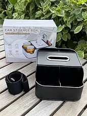Автомобільний підлокітник-органайзер із двома підсклянниками, Автомобільний органайзер Чорний, фото 2