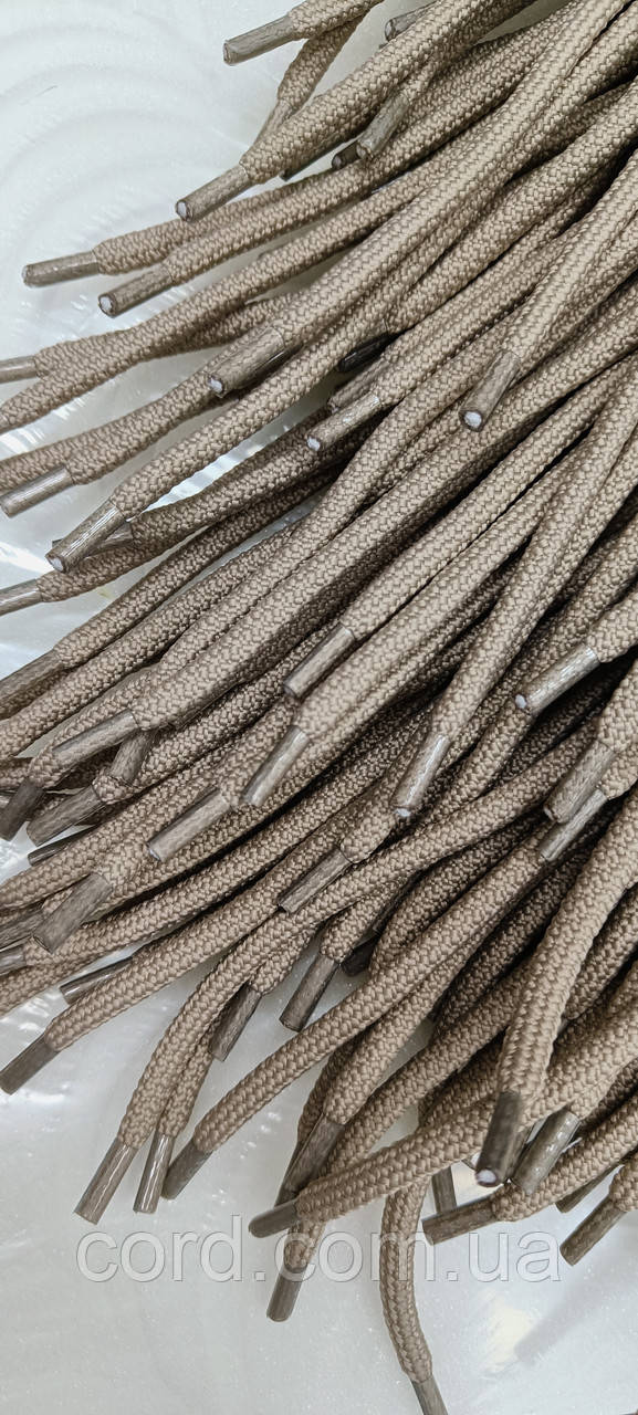 Шнурки круглі поліестер 6мм світло-бежевий18 1,25м, фото 1