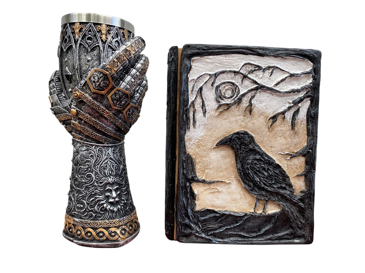 Подарунковий набір Келих 3D Рука з Левом і Блокнот 3D «Тінь Ворона», фото 1