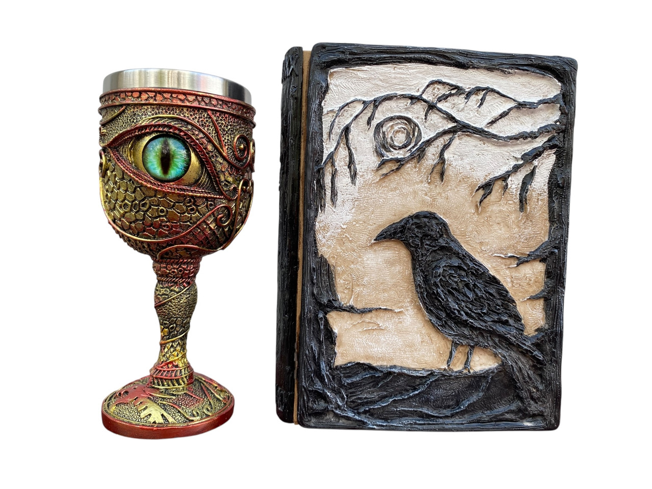 Подарунковий набір Келих 3D Око Зелений і Блокнот 3D «Тінь Ворона», фото 1