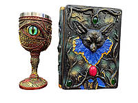 Подарунковий набір Келих 3D Око Зелений і Блокнот 3D «Лісовий Гримуар Лиси»