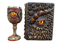 Подарунковий набір Келих 3D Око Orange і Блокнот 3D «Жар Серця Дракона»