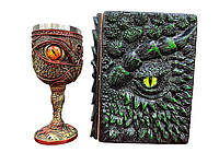 Подарунковий набір Келих 3D Око Orange і Блокнот 3D «Око Лісового Дракона»