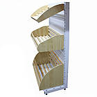 Стелаж хлібний 1600*950 мм, стелаж з дерев'яними кошиками приставний, Рістел, торговий хлібний стелаж, фото 3