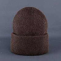 Жіноча зимова шапка з ангорки, колір коричневий (TA0086_3)