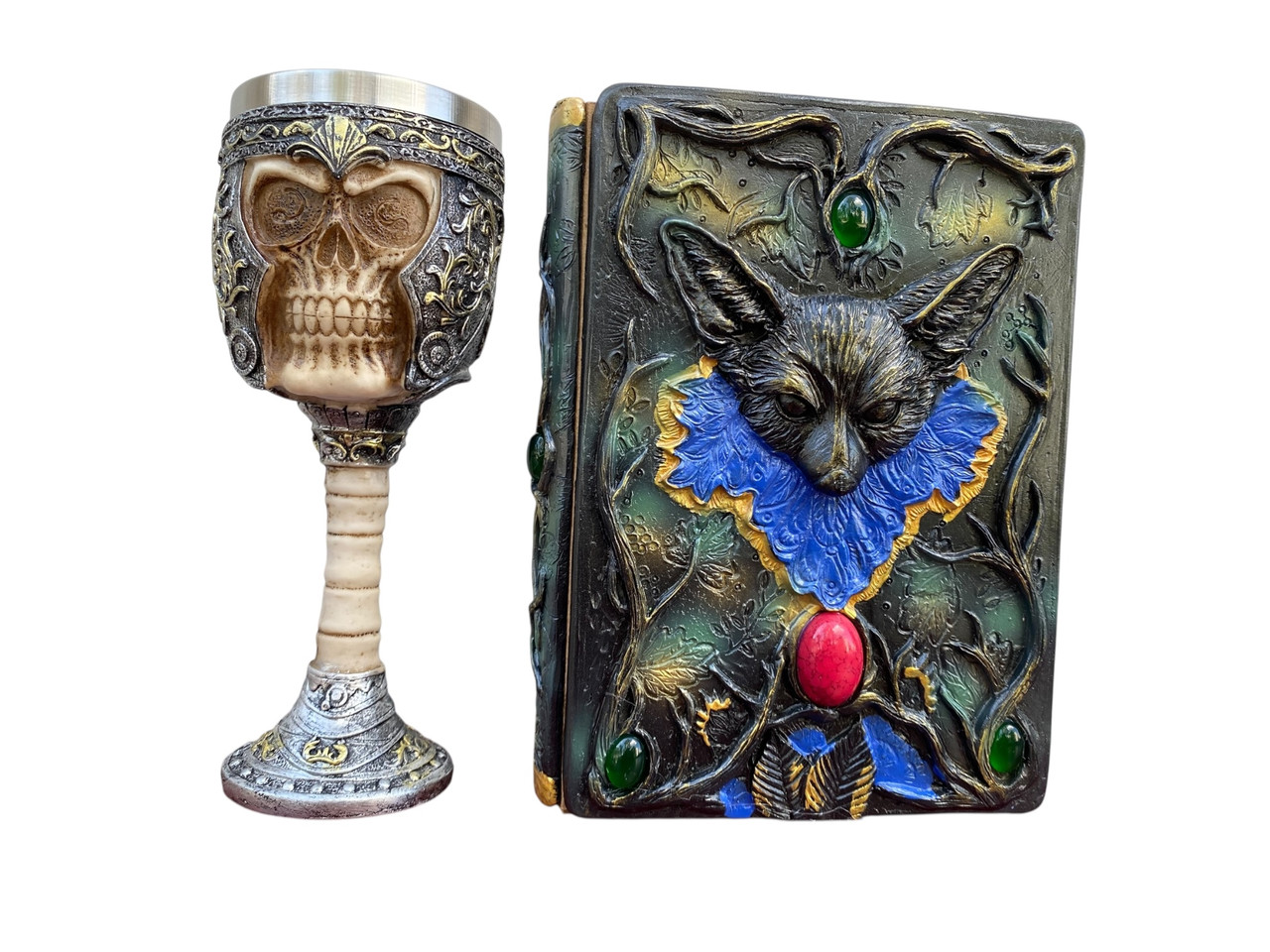 Подарунковий набір Келих 3D Череп у Шоломі та Блокнот 3D «Лісовий Гримуар Лиси», фото 1