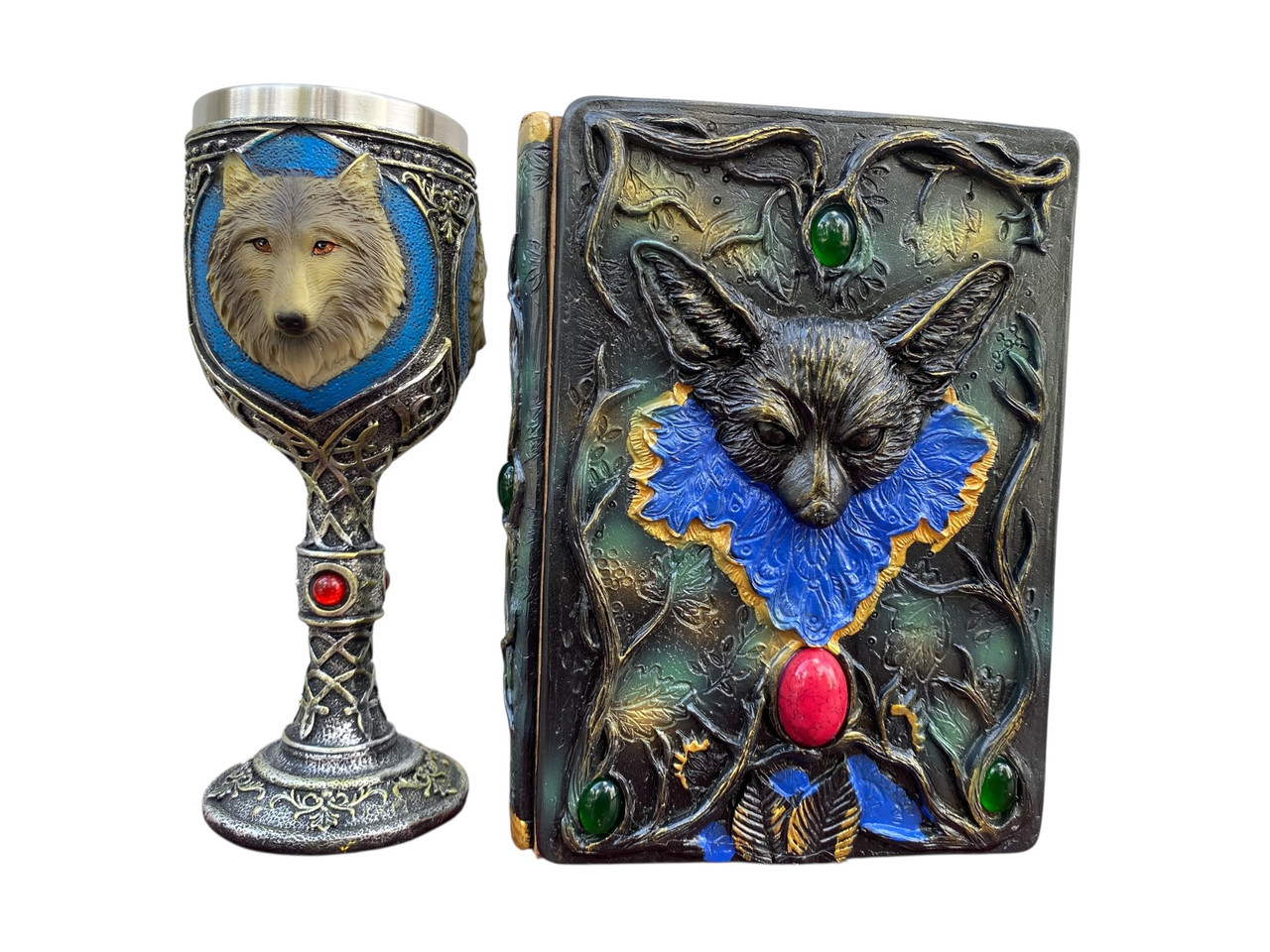 Подарунковий набір Келих 3D Вовки та Блокнот 3D «Лісовий Гримуар Лиси», фото 1