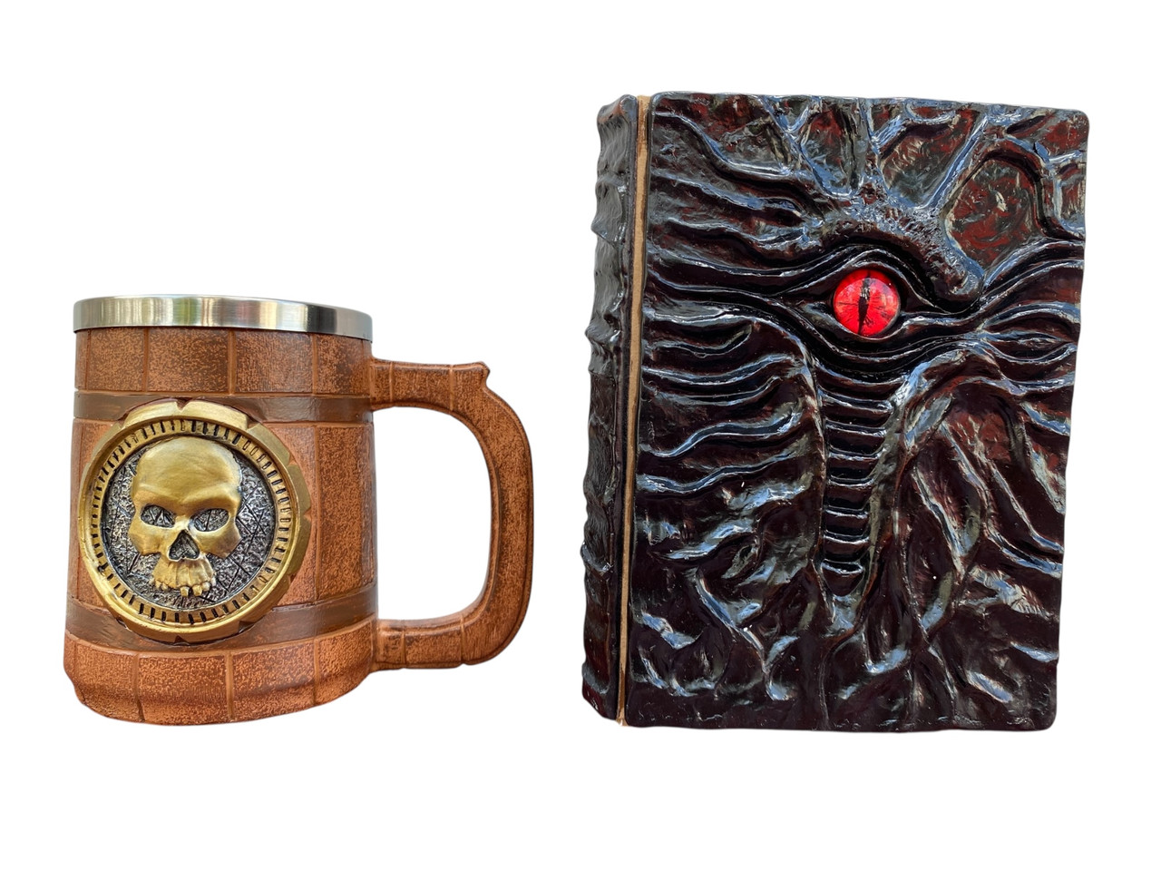 Подарунковий набір Кухоль 3D Череп Gold Rose та Блокнот 3D «Книга, що дивиться у відповідь», фото 1