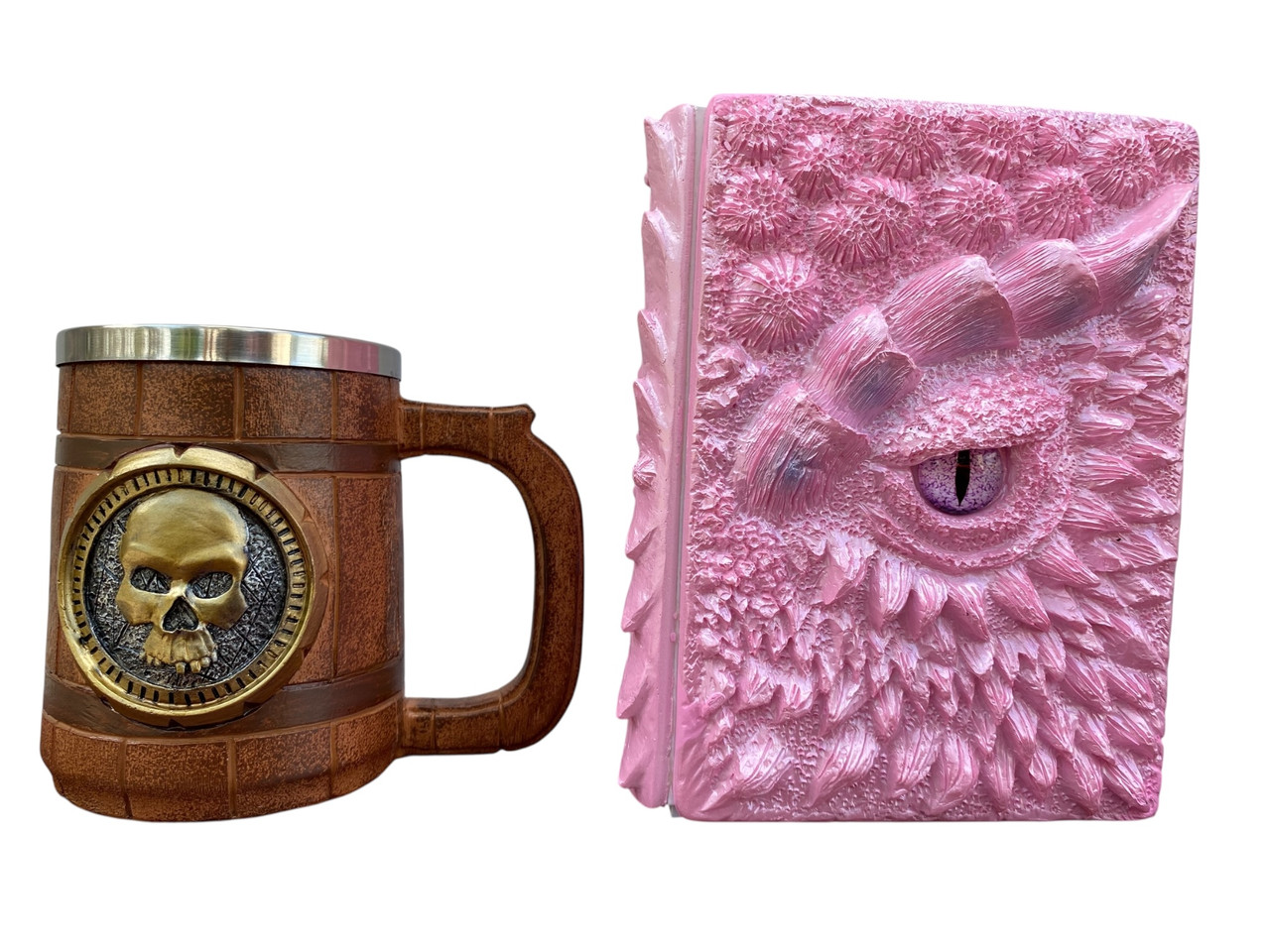 Подарунковий набір Кухоль 3D Череп Gold Rose та Блокнот 3D «Дракон Єдинорога», фото 1