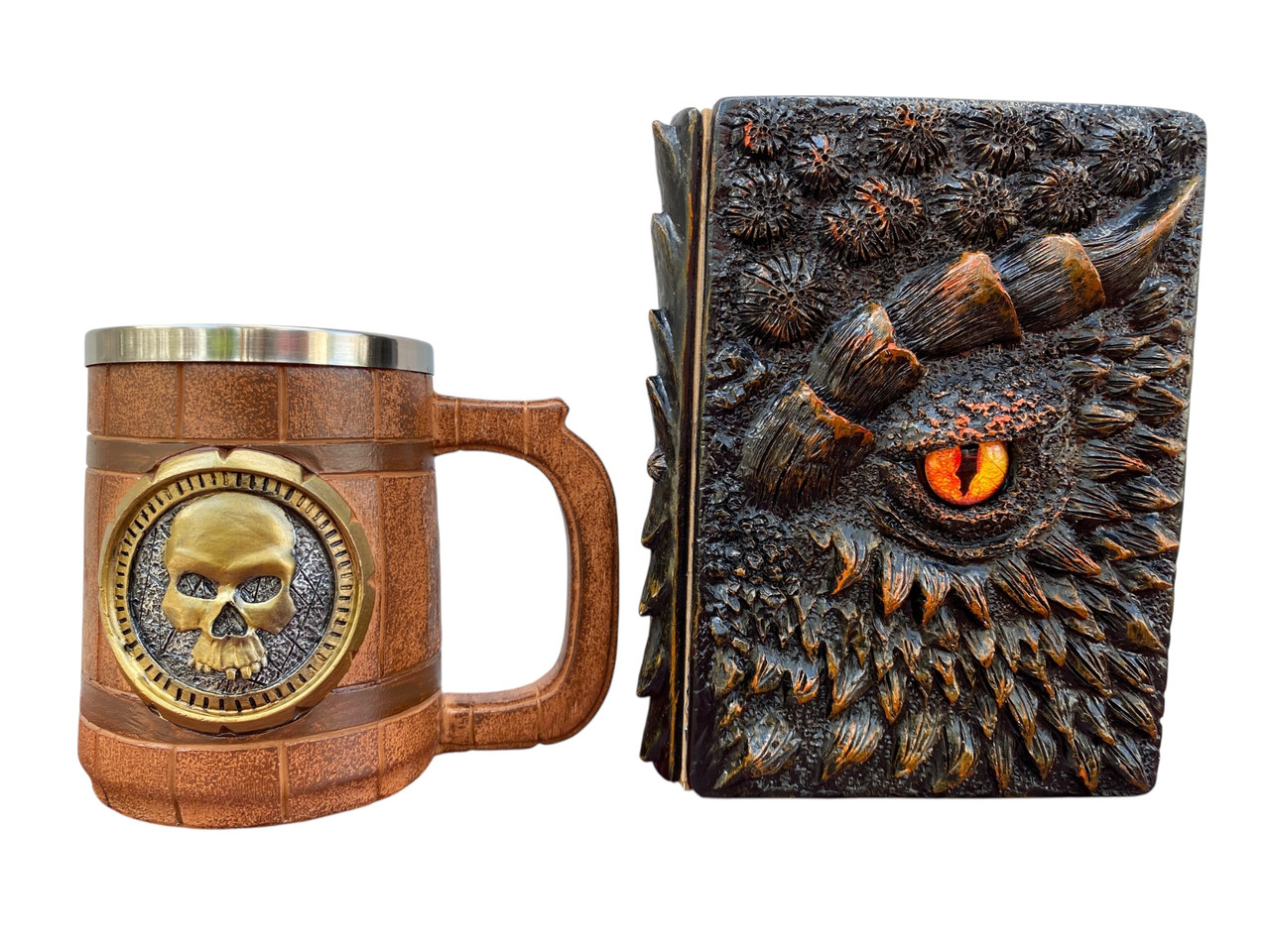 Подарунковий набір Кухоль 3D Череп Gold Rose та Блокнот 3D «Жар Серця Дракона», фото 1