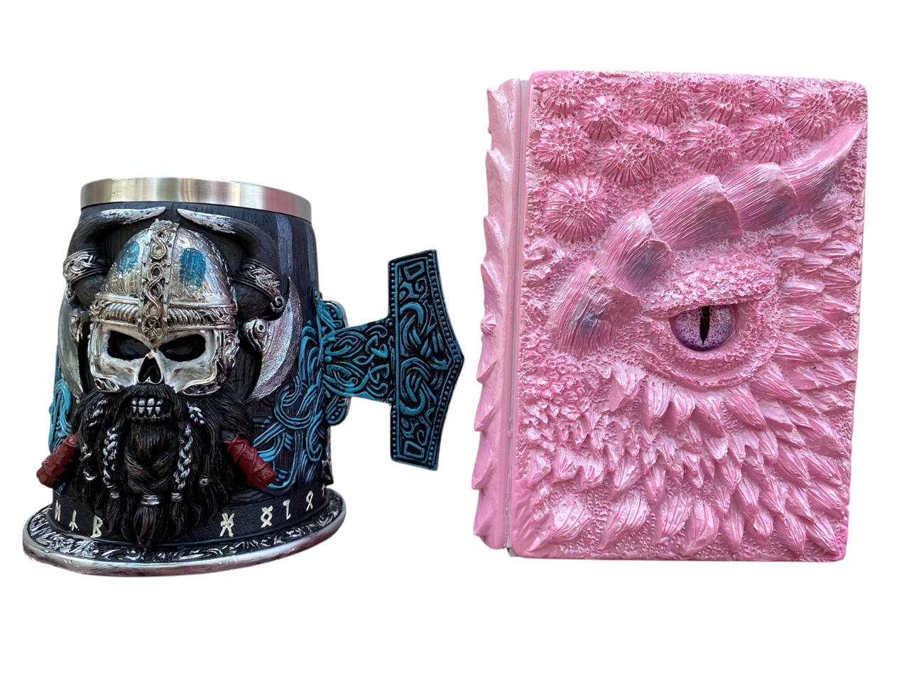 Подарунковий набір Кухоль 3D Молот Тора Бородастий Вікінг і Блокнот 3D «Дракон Єдинорога», фото 1