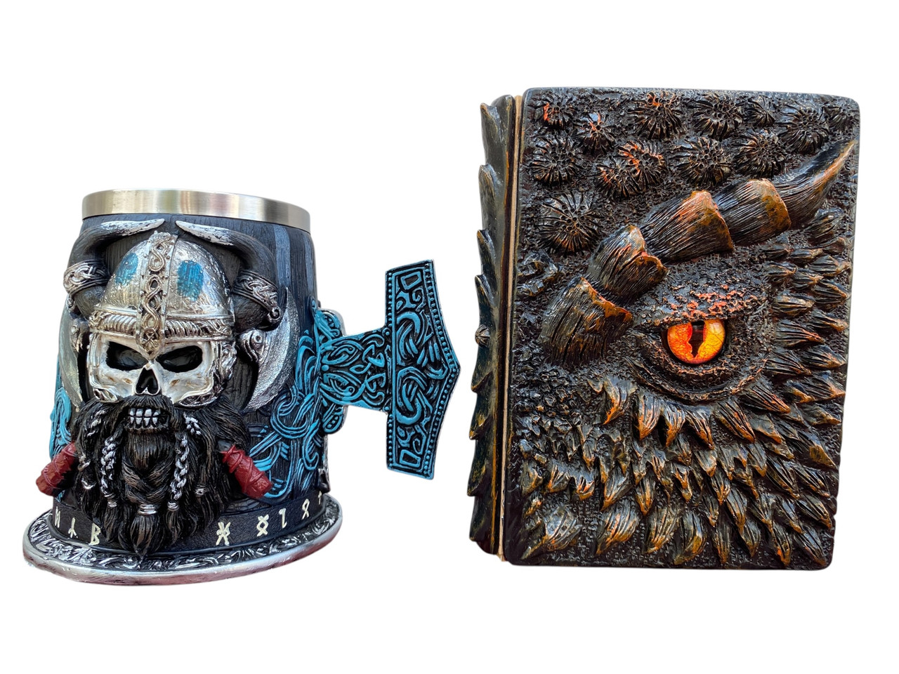 Подарунковий набір Кухоль 3D Молот Тора Бородастий Вікінг і Блокнот 3D «Жар Серця Дракона», фото 1