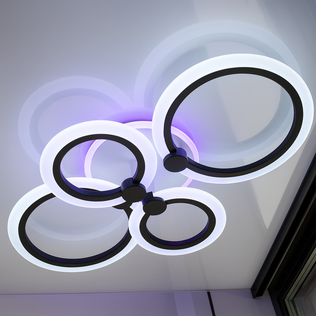 ЛЕД люстра Vatan Light 76W до 18 м² колір Чорний 1126/2+2 BK 3color, фото 1