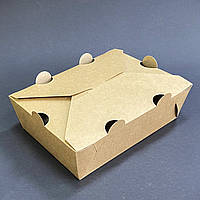 Бокс для їжі 2000мл крафт з отворами ламінований (100шт)