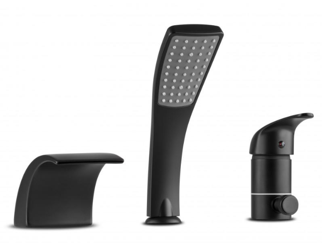 Змішувач для ванни YOKA RUBA BLACK чорний на борт ванни *, фото 1