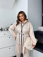 Прогулянковий костюм жіночий трійка з жилеткою великого розміру