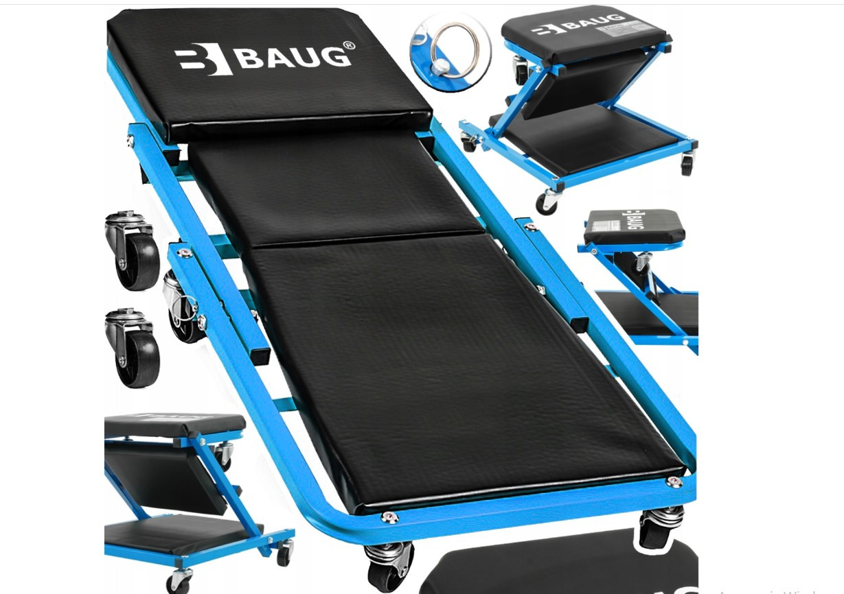 BAUG Лежак підкатний 2-в-1 для майстерень та автомайстерень, вантажопідйомністю 150 кг B4902, фото 1