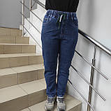 Джинси жіночі прямі на резинці стрейч великий розмір зручні 31 сині, фото 3