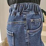 Джинси жіночі прямі на резинці стрейч великий розмір зручні 31 сині, фото 6