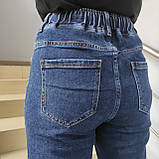 Джинси жіночі прямі на резинці стрейч великий розмір зручні 31 сині, фото 10