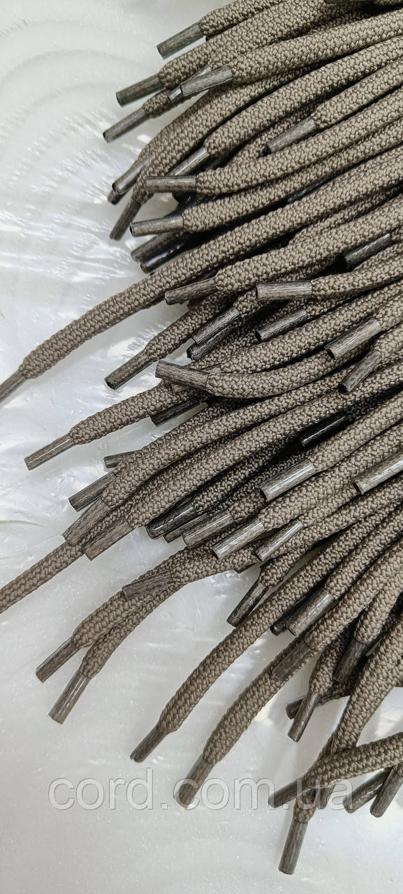 Шнурки круглі поліестер 6мм сірий2 1,25м, фото 1