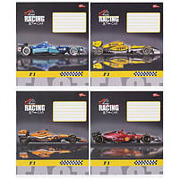 Зошит шкільний 12 аркушів лінія, серія "Гоночні машини F1", білизна 100%