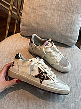 Жіночі білі шкіряні кросівки Golden Goose Ball Star із зіркою леопарда