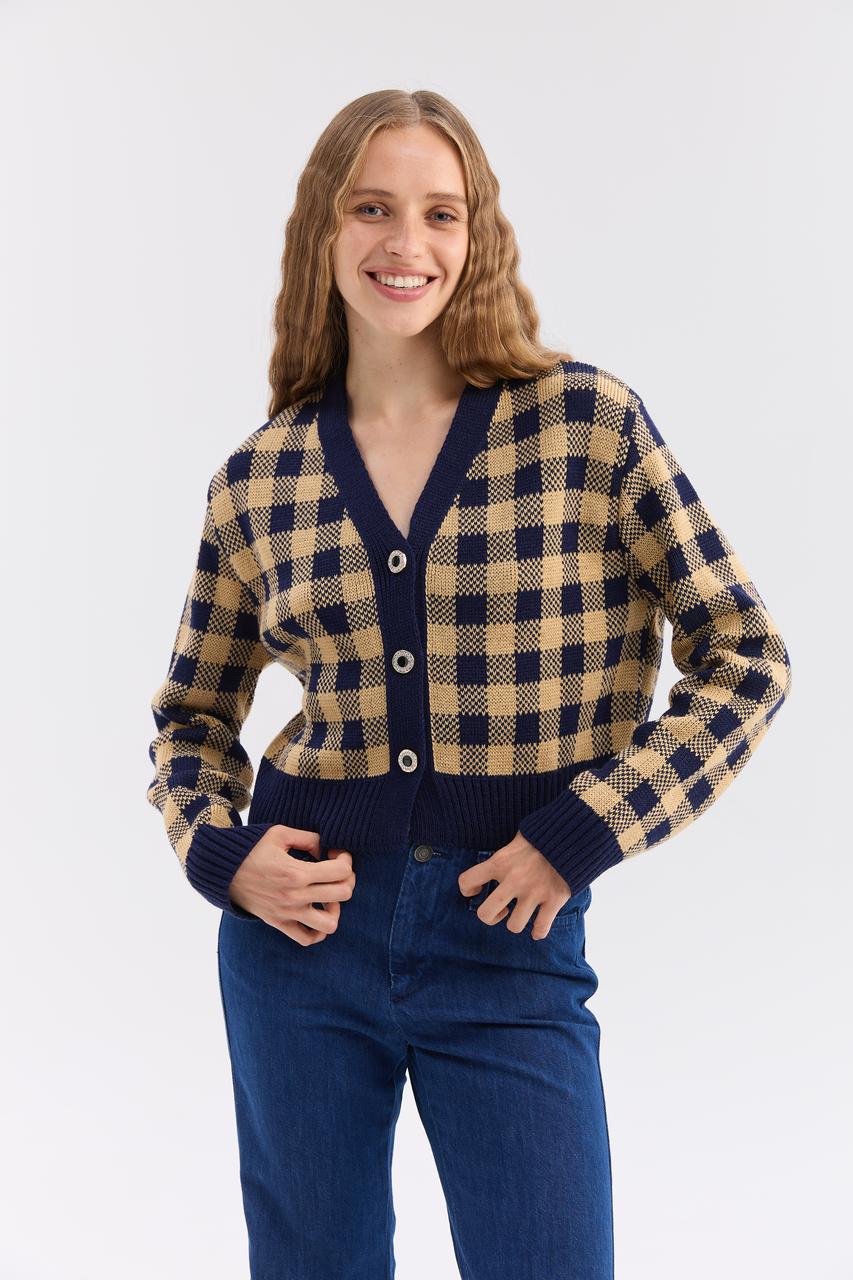 Жакет (синій-бежевий)