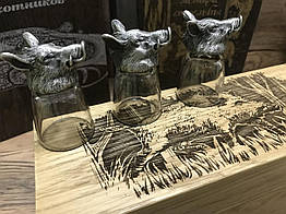 Набір чарок Бар для мисливця Дикі кабани на 3 персон, 50мл