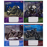 Зошит шкільний 12 аркушів лінія, серія "Мотоцикли - мотобайк", білизна 100%