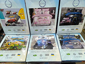 Фланелева полуторна постільна білизна дитяча жовта з єдинорогами