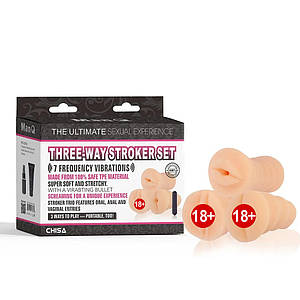 Набір із 3-х мастурбаторів Chisa Man Q Three-Way Stroker Set, тілесний