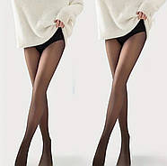 Теплі жіночі колготки на хутрі з імітацією капронових з утяжкою Золото, фото 5